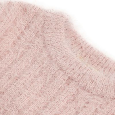 Mini girls light pink fluffy knit jumper